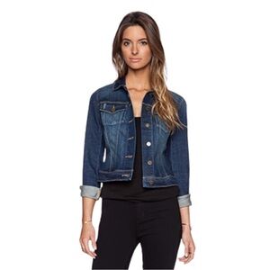 PAIGE Vermont Denim Jacket Slim Fit Cropped Distressed Like New Button Up SizeM